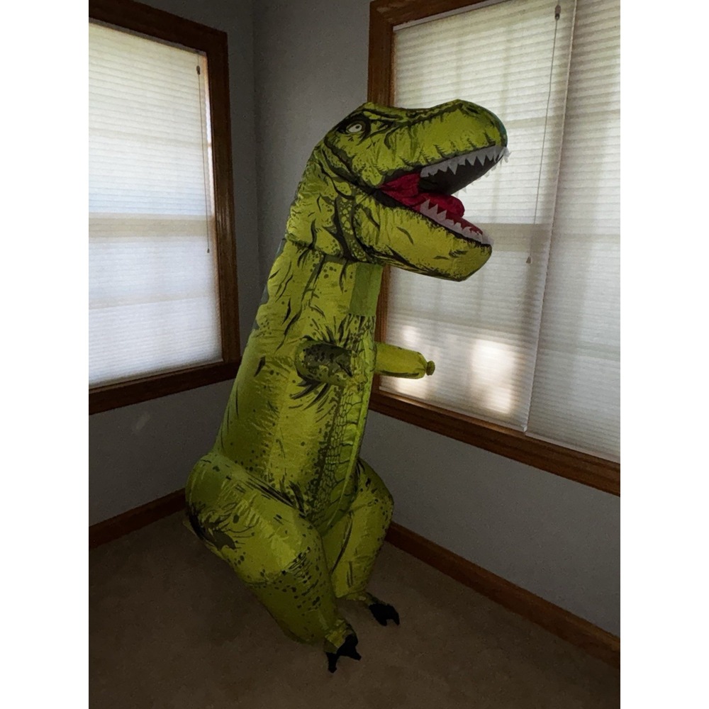 Child Inflatable Trex Dinosaur Costume Kids Boys Jurassic Blow Up Green T-Rex